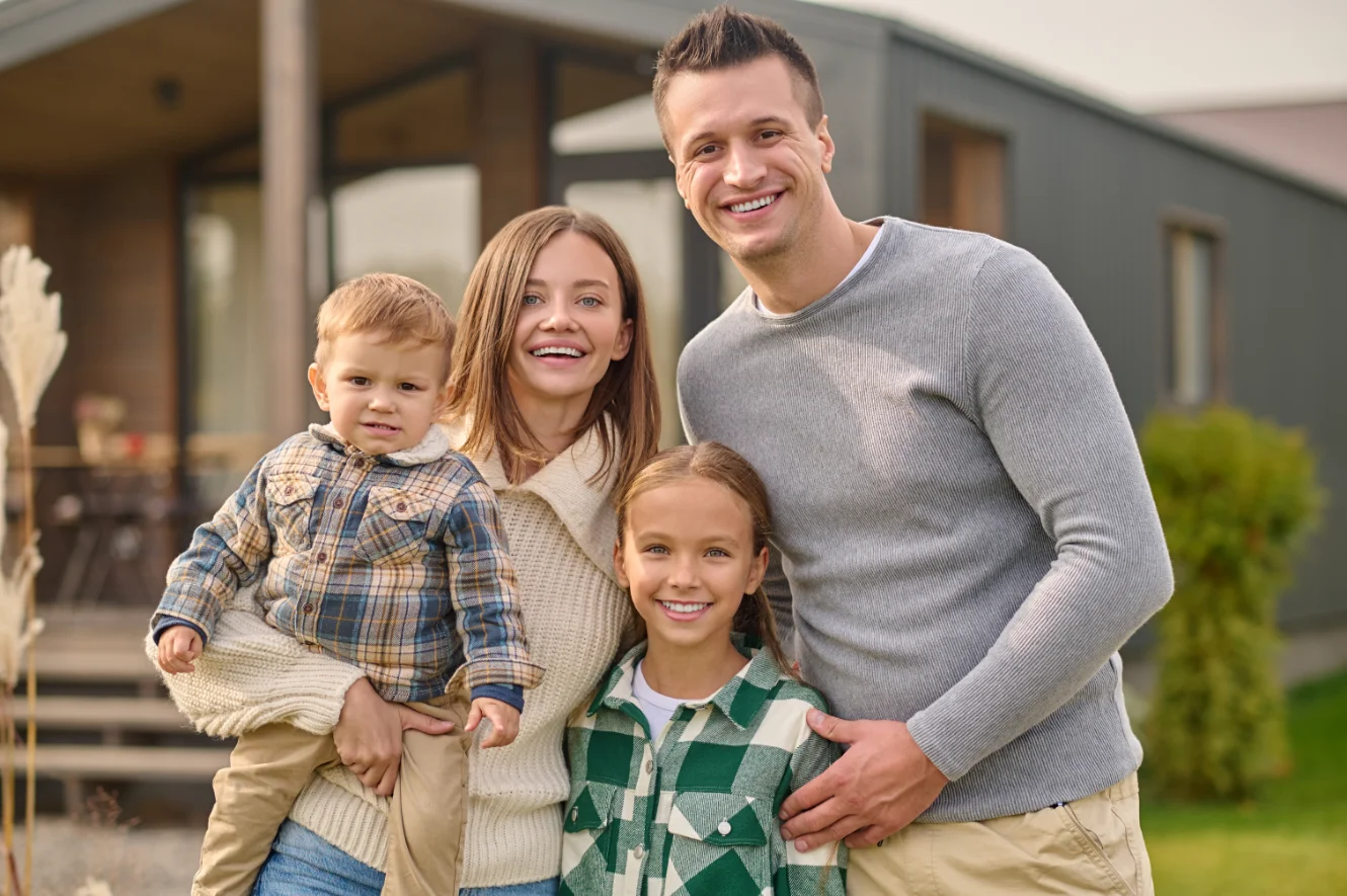 Happy family at renovated home Marietta
